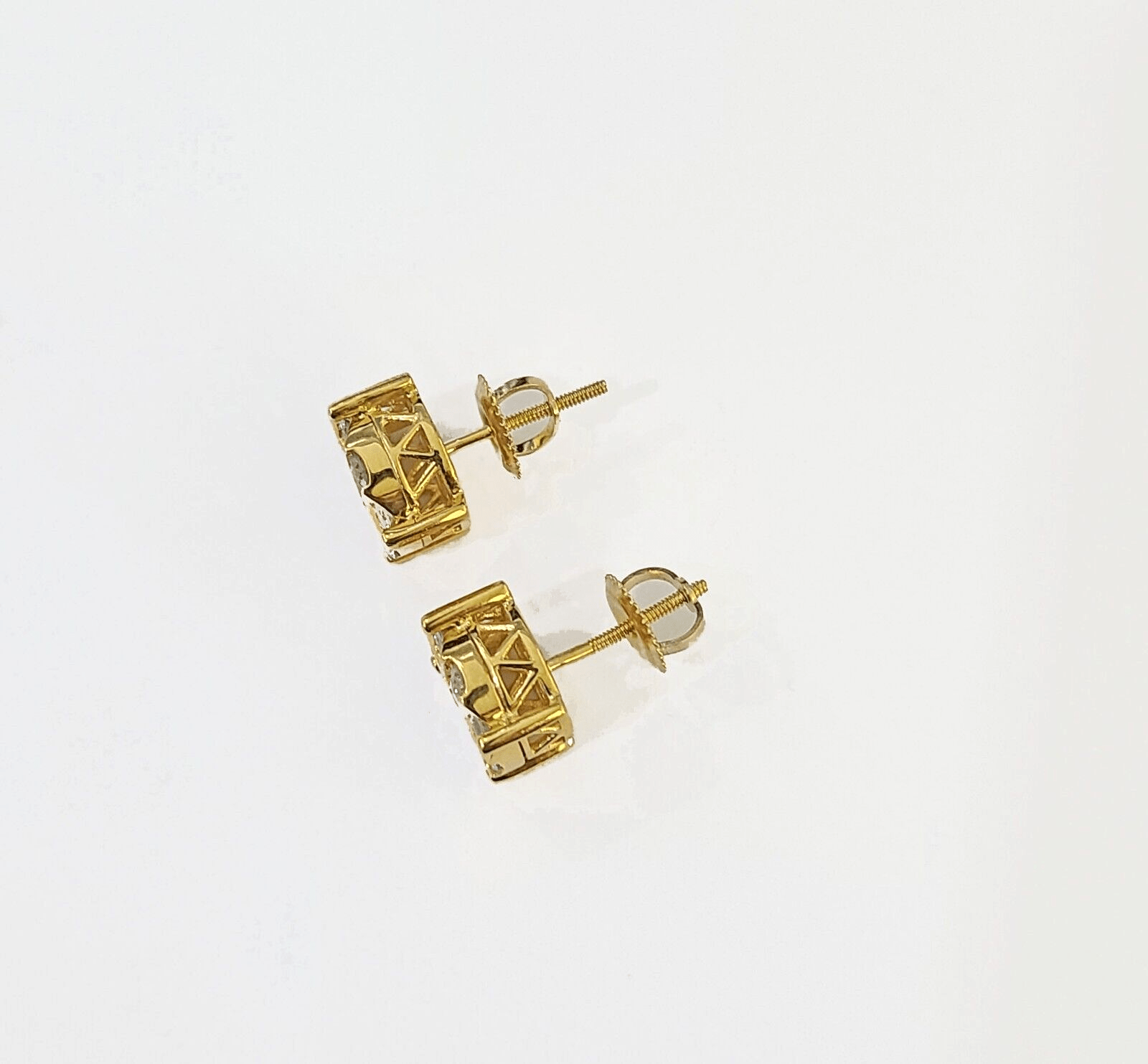 10k Yellow gold Earring with Real 0.99CT diamond screw - bag ,Women studs - GoldenlinQ